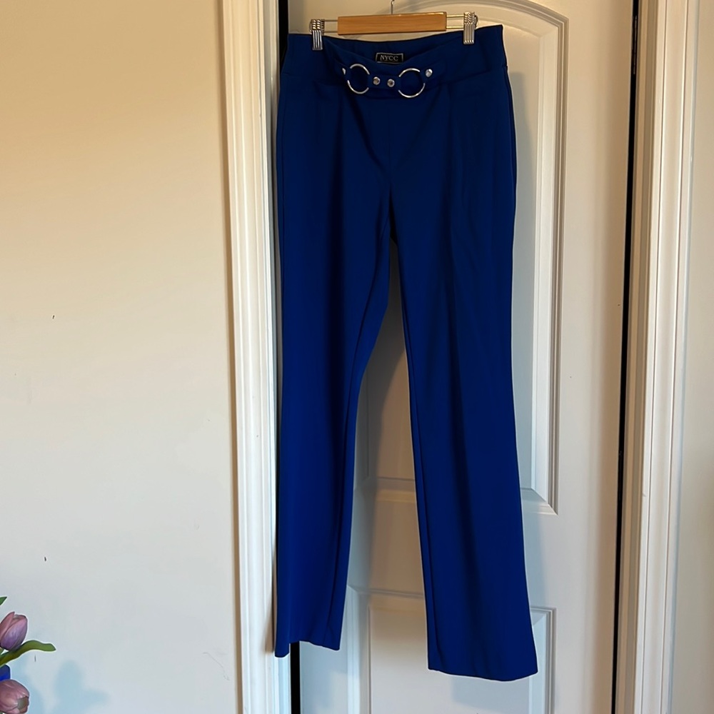 Blue cotton slacks